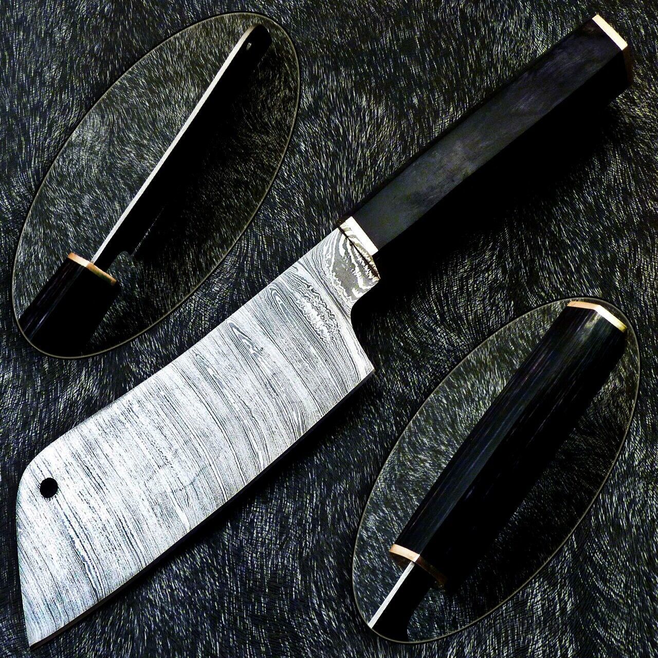 11" Custom Hand Forged Damascus Steel Chef Knife – Kitchen & Camping Knife with Hardwood Handle
