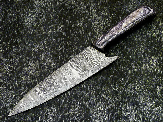 12" Hand Forged Damascus Steel Chef Knife | Professional Kitchen Knife Hard Wood Handle