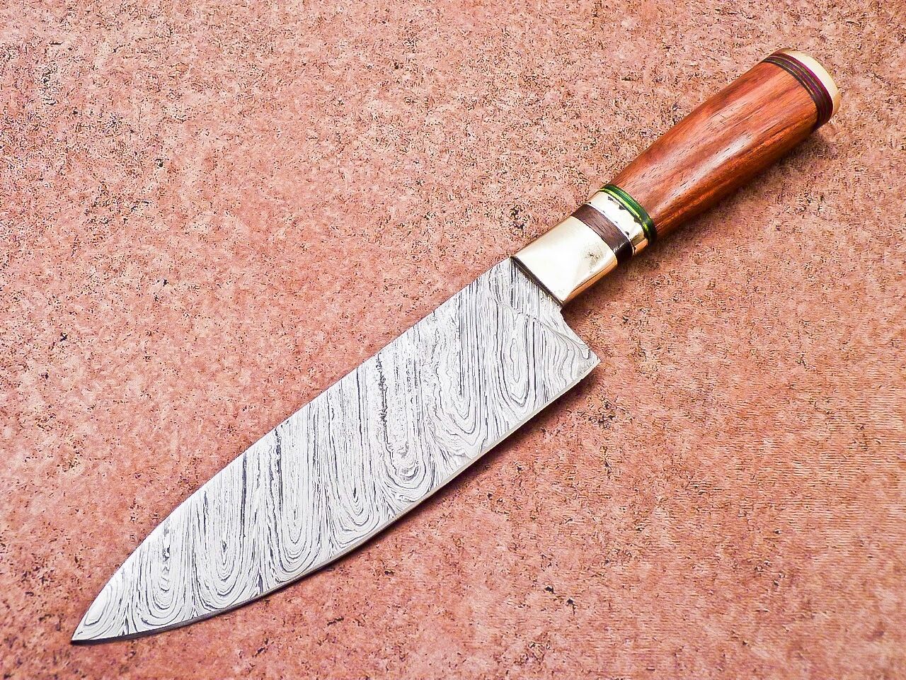 12" Handmade Damascus Chef Knife | Professional Kitchen Knife with Wood Handle