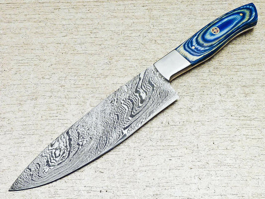 12" Handmade Damascus Steel Chef Knife | Professional Kitchen Knife with Hardwood Handle