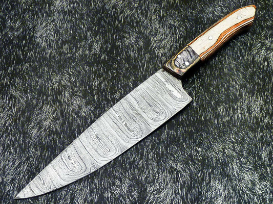 12" Handmade Damascus Steel Chef Knife with Hardwood Handle – Professional Kitchen Knife