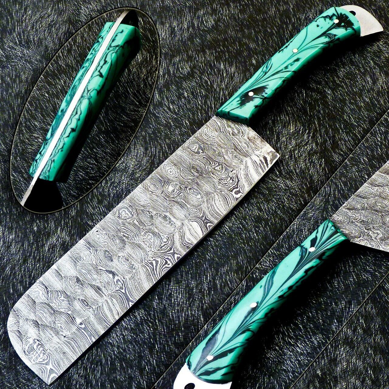 12" Professional Kitchen Chef Chopper Knife – Handmade Damascus Steel Blade with Resin Handle