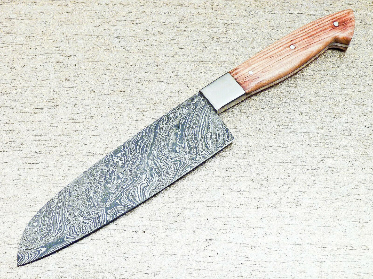 12" Professional Kitchen Chef Knife Damascus Blade with Olive Wood Handle – Handmade