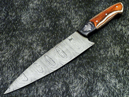 13.0" Handmade Damascus Steel Chef Knife – Professional Kitchen Knife with Hardwood Handle