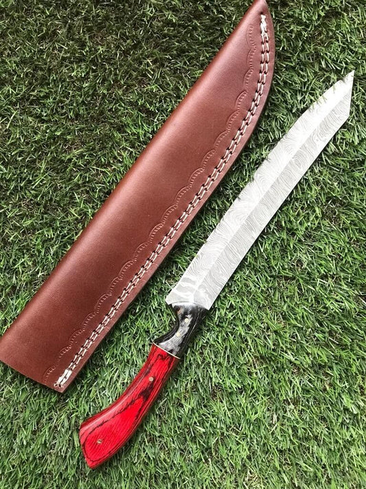 13" Custom Handmade Damascus Steel Fillet Chef Brisket Hunting Knife
