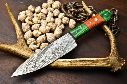 13" Hand Made Damascus Steel Chef Knife | Full Tang Hard Wood Handle