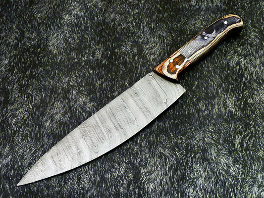 13" Handmade Damascus Steel Chef Knife – Professional Kitchen Blade with Hardwood Handle