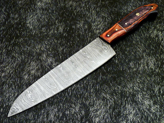 13" Professional Handmade Damascus Chef Knife – 8" Blade with Hardwood Handle