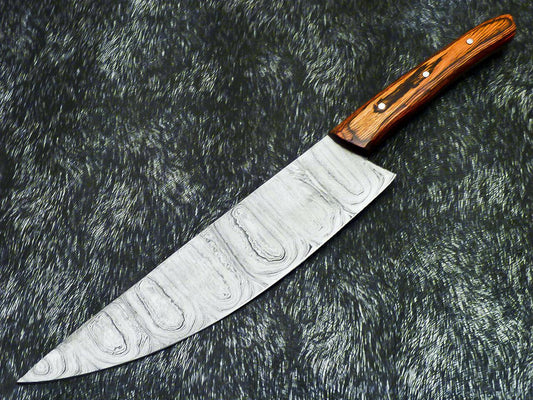 13" Professional Kitchen Chef Knife – Handmade Damascus Steel with Hard Wood Handle
