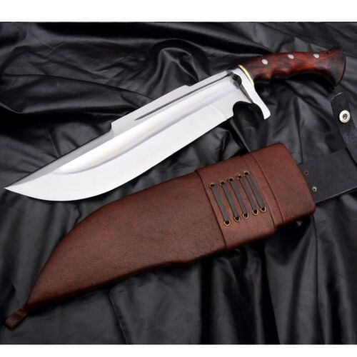 17" Custom Handmade D2 Tool Steel Heavy Duty Survival Hunting Bowie Knife with Leather Sheath