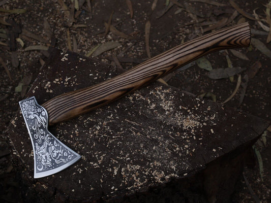 18 Inch Handmade Viking Throwing Axe with Ash Wood Handle and Leather Sheath