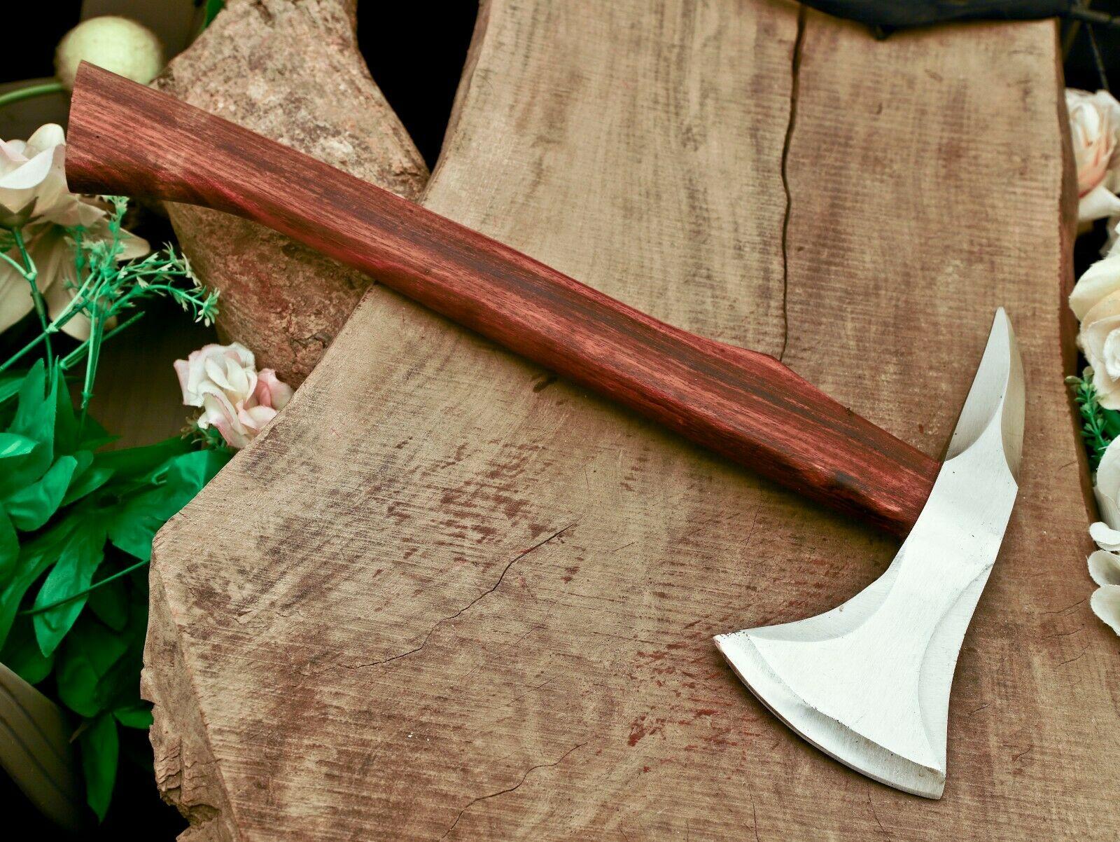 18" Viking Camping Axe – Carbon Steel Blade with Wood Handle & Leather Sheath