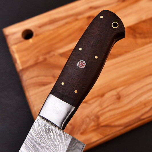 Custom Made Forged Damascus Steel Kitchen Chef Hunting Knife Wood Handle