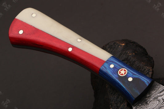 12" Custom Hand Forged Twist Damascus Steel Santoku Chef Knife