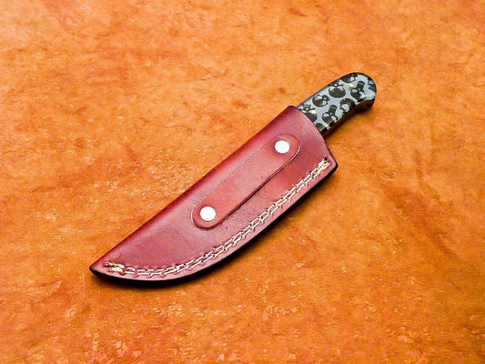 8" Handmade Damascus Bowie Knife with Resin Handle | Compact Hunting Blade