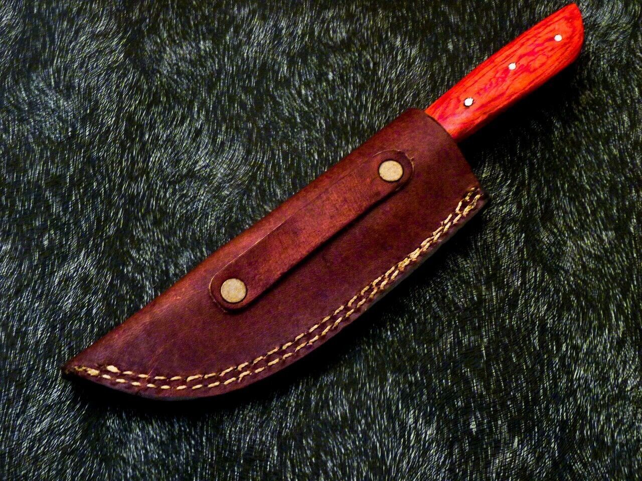 Heritage Forge 8 Inch Full Tang Damascus Bowie Knife with Hardwood Handle and Brass Bolster