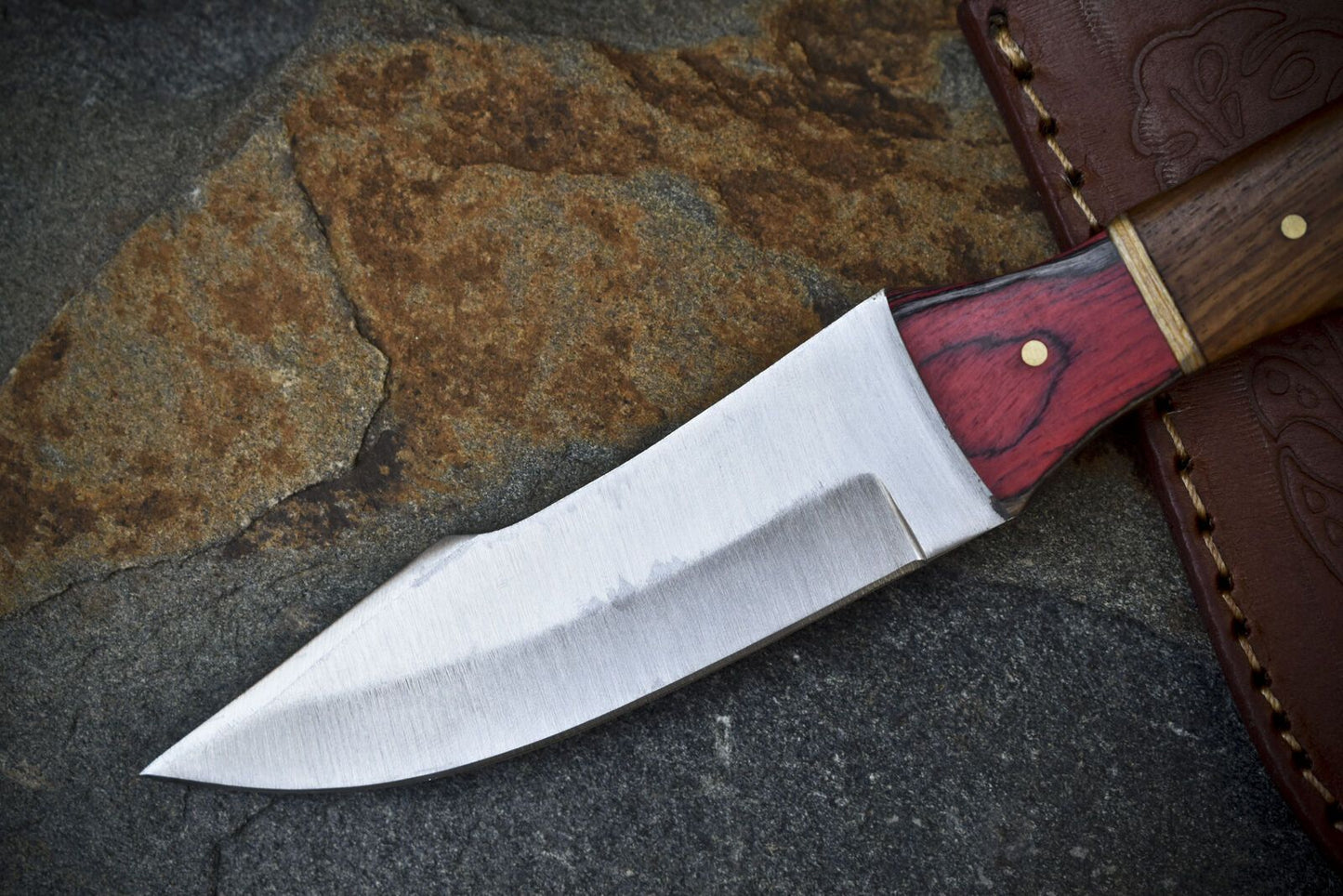10" Hand Forged AUS-8 Steel Skinner Knife | Walnut Wood Handle | Heritage Forge Hiking & Hunting Knife