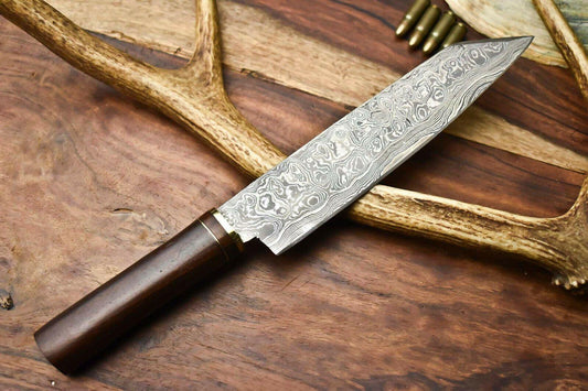 Hand Made Damascus Steel Blade Chef Knife | Hard Wood Handle