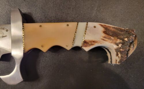 D2 Hunting Bowie Knife | 8.25-Inch Blade with Stag Crown & Camel Bone Handle