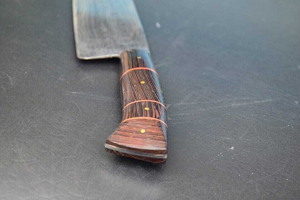 Damascus Handmade Beautiful Kitchen Chef Knife with Leather Sheath