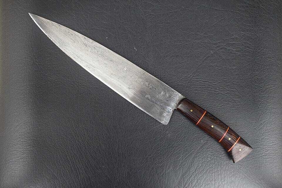 Damascus Handmade Beautiful Kitchen Chef Knife with Leather Sheath