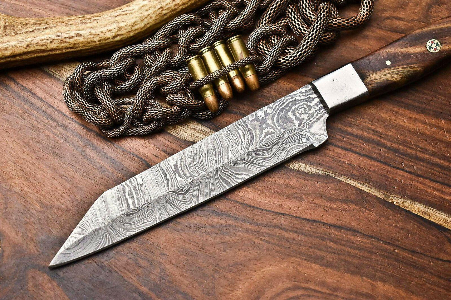 Custom Hand Forged Damascus Steel Chef Knife – Full Tang Kitchen Blade