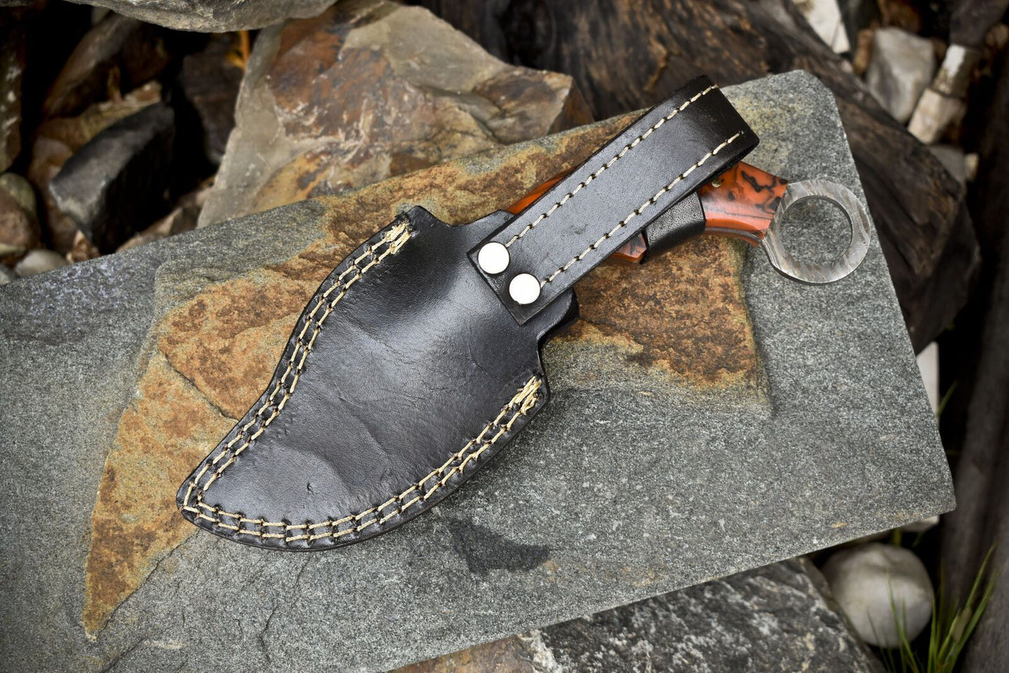 Hand Forged Twist Damascus Skinner Knife Micarta Handle Fishing Blade