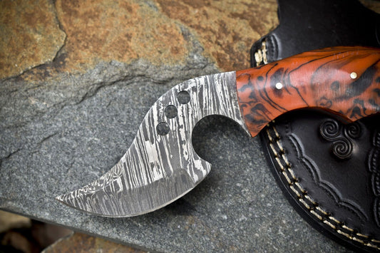 Hand Forged Twist Damascus Skinner Knife Micarta Handle Fishing Blade