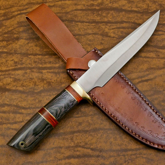 Handmade 12 Inch D2 Steel Bowie Camping Hunting Knife – Pakka Wood Handle