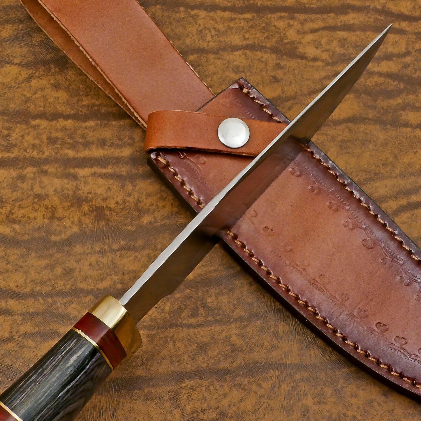 Handmade 12 Inch D2 Steel Bowie Camping Hunting Knife – Pakka Wood Handle