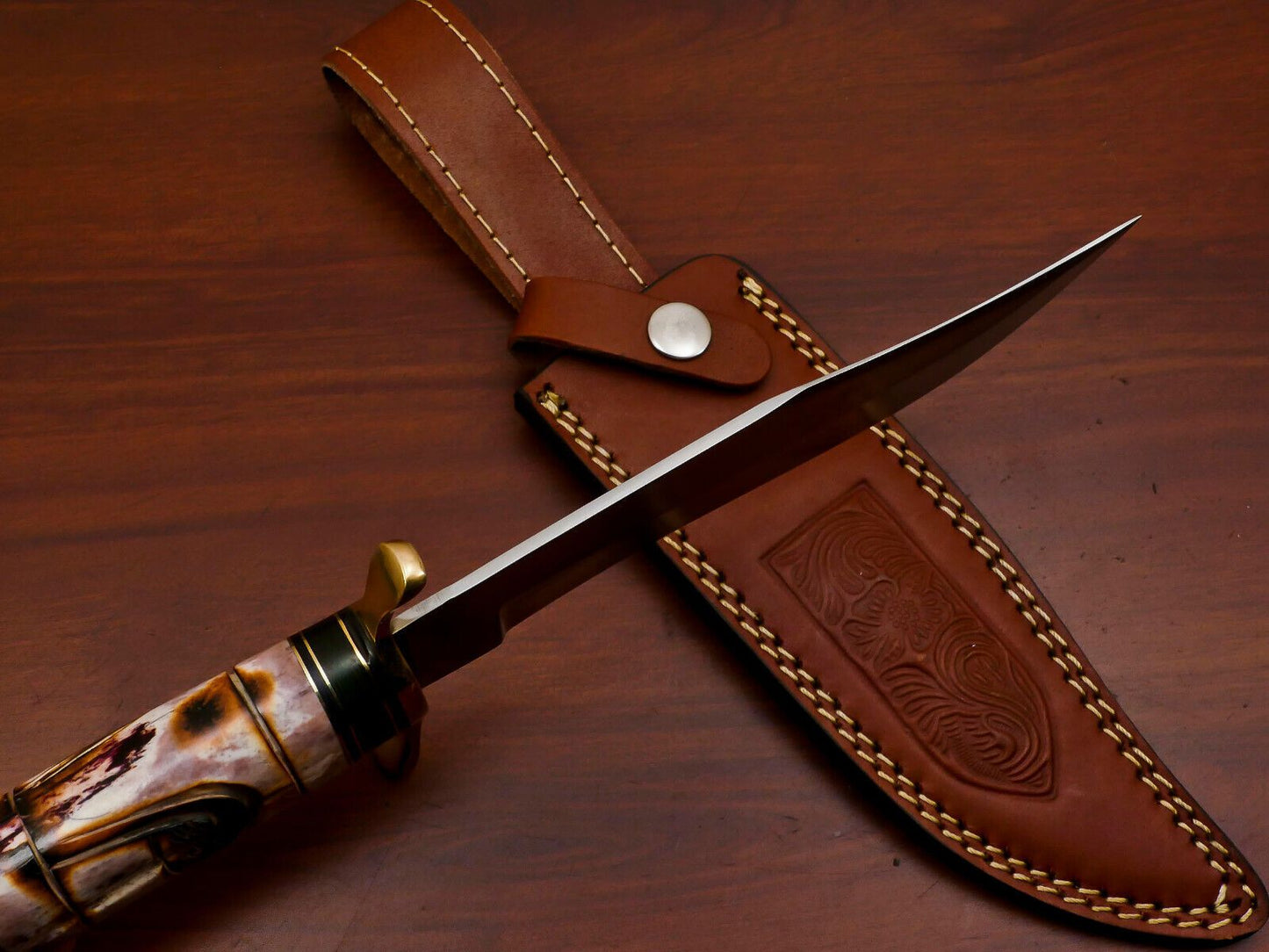 12-Inch Handmade D2 Clip Point Fixed Blade Hunting Bowie Knife