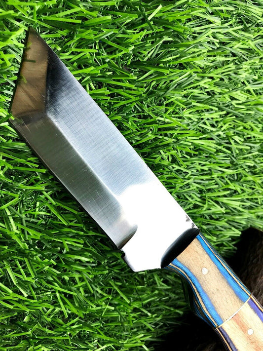 8" Handmade Stainless Steel Skinner Knife – Hunting & Survival Blade with Leather Sheath