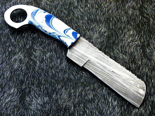 Handmade 10" Best Damascus Steel Bull Cutter Knife Custom Cowboy Bull Knife with Resin Handle