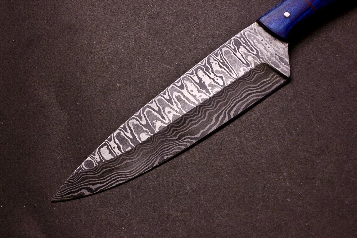 Custom Hand Forged Damascus Steel Chef Knife – Professional Kitchen Knife with Hardwood Handle