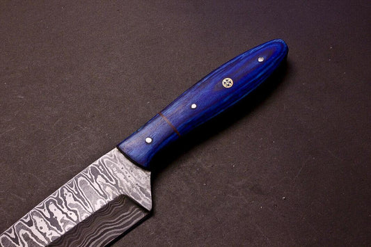 Custom Hand Forged Damascus Steel Chef Knife – Professional Kitchen Knife with Hardwood Handle