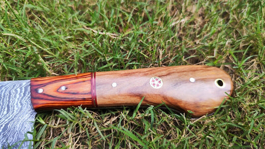 Handcrafted Damascus Steel Chef Knife | Full Tang Kitchen & Fillet Knife with Wooden Handle