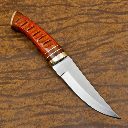 Handmade D2 Steel Bowie Knife | Camping & Hunting Fixed Blade with Pakka Wood Handle 10""