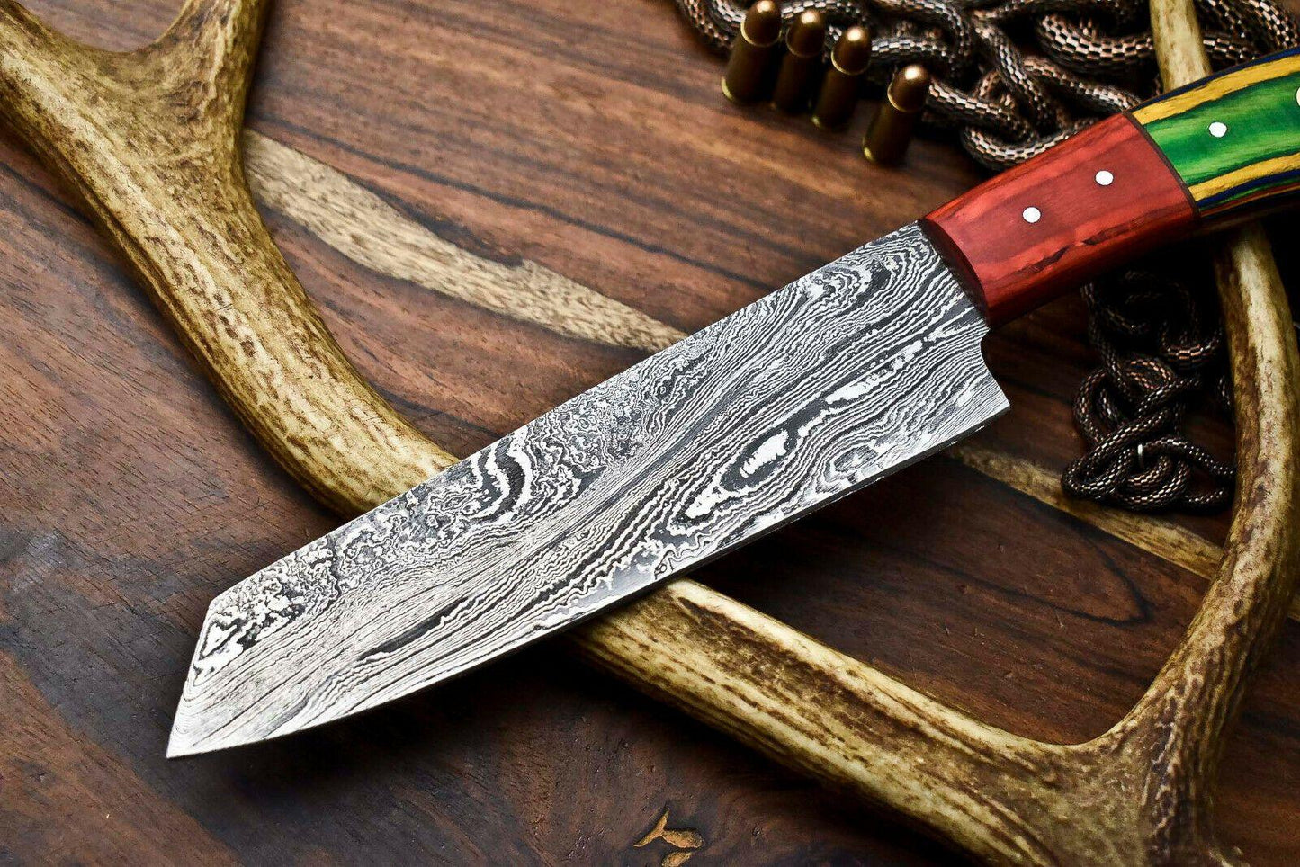 Handmade Damascus Steel Blade Chef Kitchen Full Tang Knife