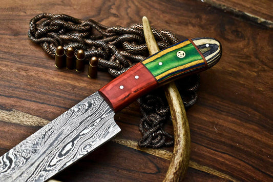 Handmade Damascus Steel Blade Chef Kitchen Full Tang Knife