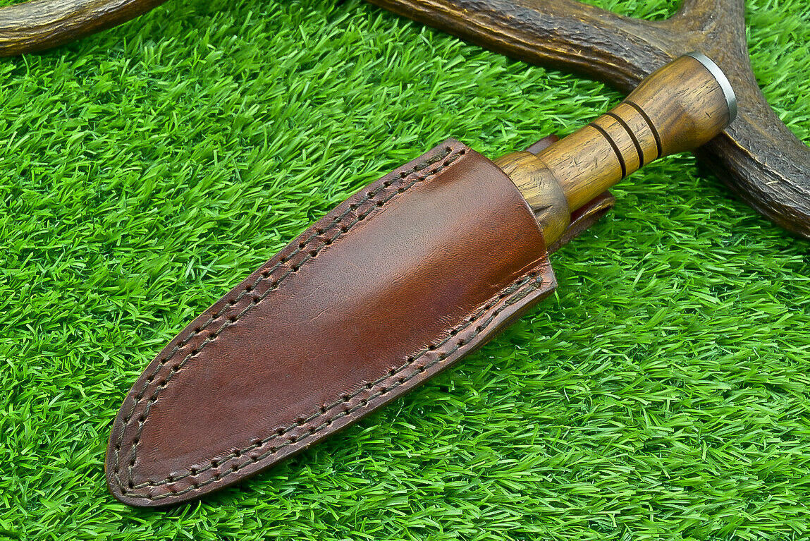 9" Handmade Damascus Steel Bowie Dagger Knife with Natural Wood Handle