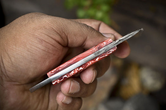 Twist Damascus Skinner Knife Micarta Handle Handmade Hunting EDC Tool 4"