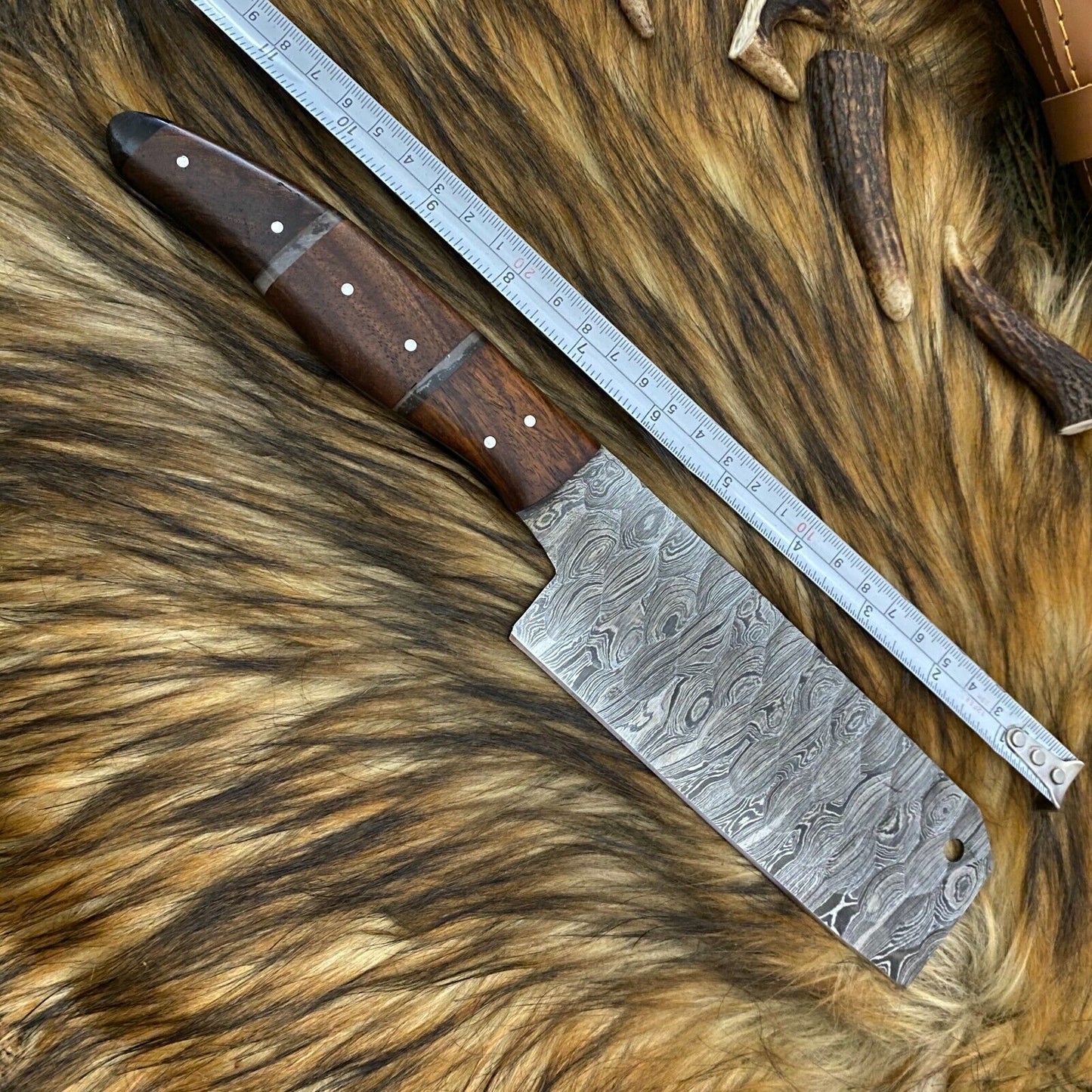 Custom Hand Forged Damascus Steel 4-Piece Kitchen Chef Knife Set with Leather Sheath Roll