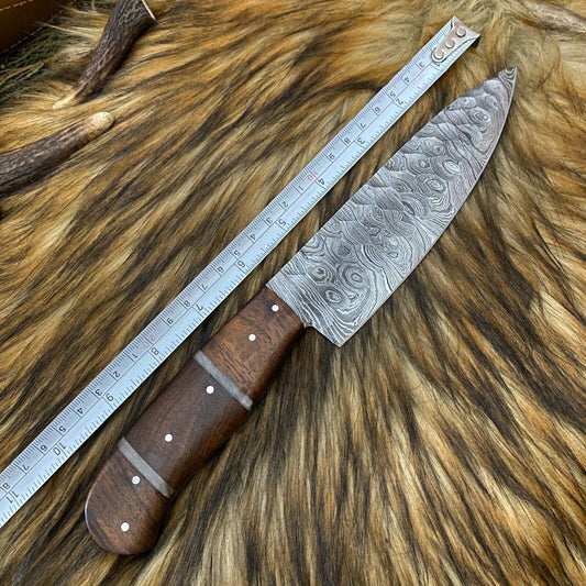 Custom Hand Forged Damascus Steel 4-Piece Kitchen Chef Knife Set with Leather Sheath Roll