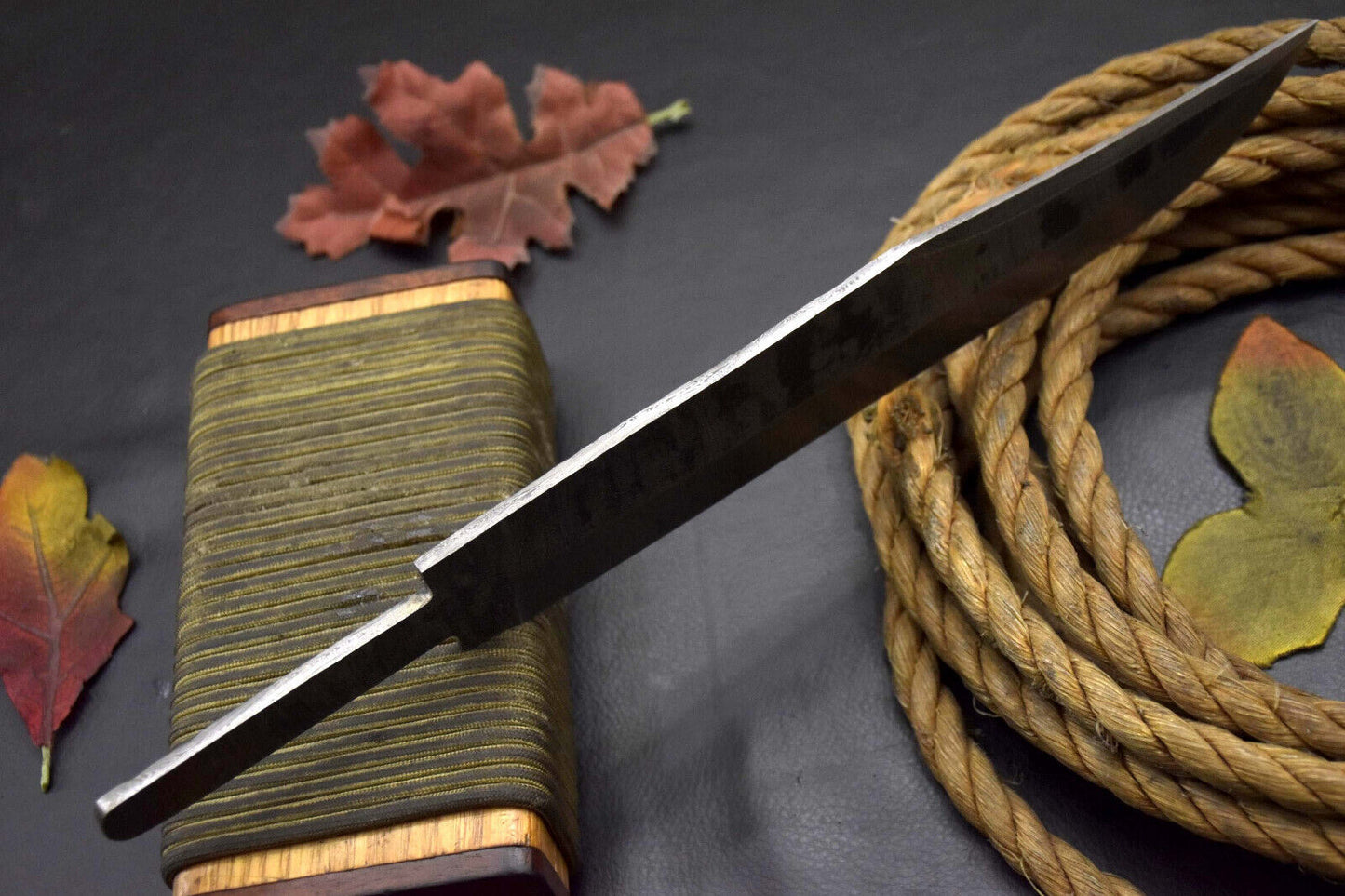 Heritage Forge 12.7 Inch Hammered Damascus Steel Blank Blade Bowie Knife for Hunting and Custom Making