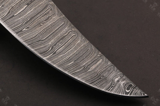 15.5 Inch Custom Handmade Twist Damascus Bowie Knife with Wood Handle by Heritage Forge