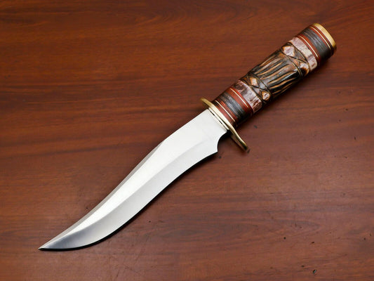 Handmade 12-Inch D2 Steel Clip Point Fixed Blade Hunting & Bowie Knife