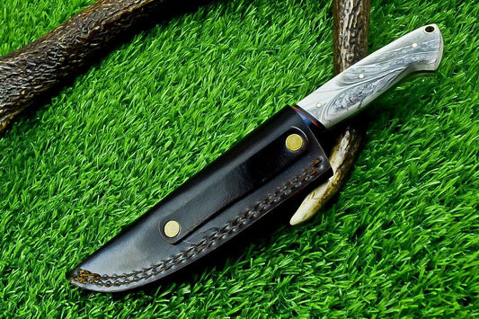 9" Custom Handmade Damascus Bowie Knife – Resin Handle | Full Tang Blade