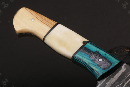 16" Hand Forged Fire Damascus Steel Knife – Custom Kitchen & Chef Knife