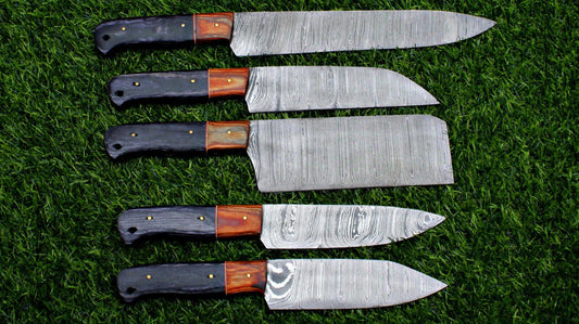 5Pcs Custom Handmade Chef Knife Set Damascus Steel Kitchen Knives