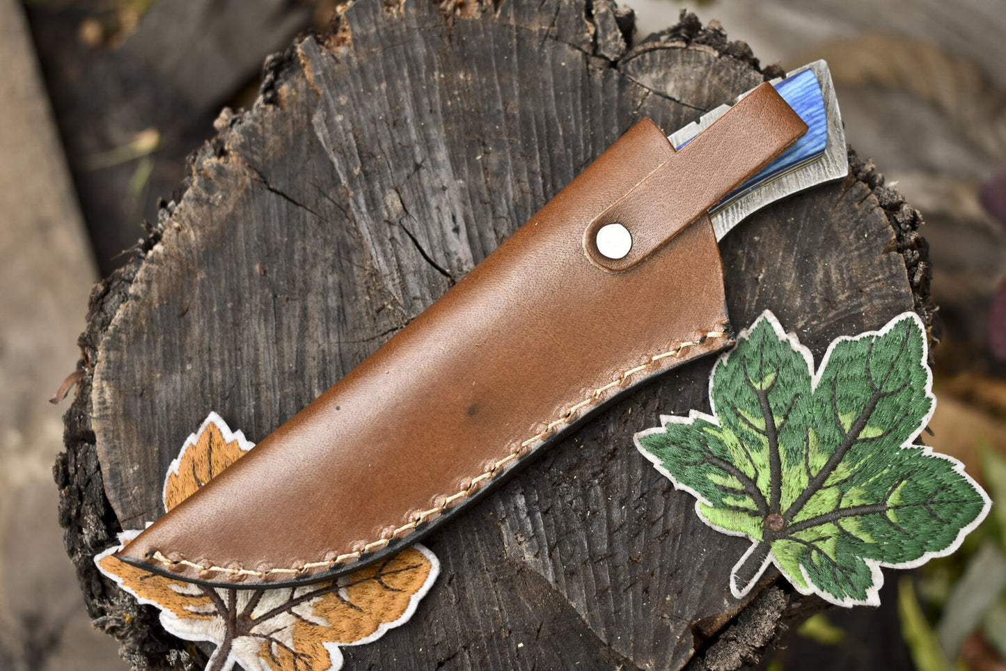 Twist Damascus Steel Skinner Knife with Hardwood Handle – Handmade Survival Gift